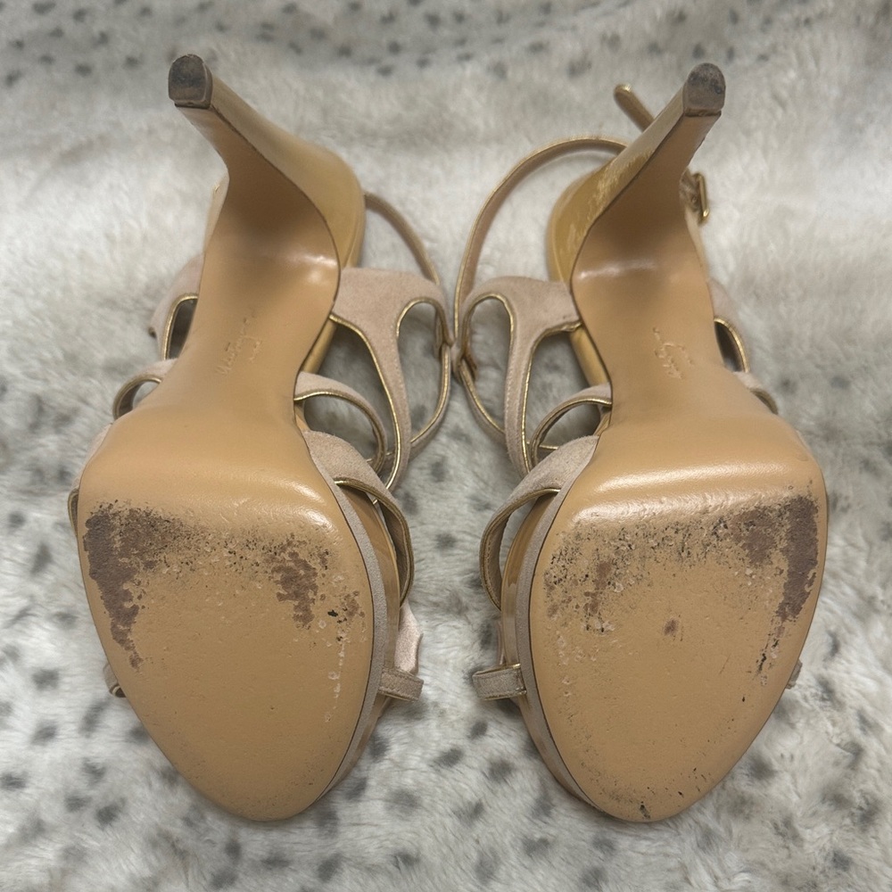 Salvatore Ferragamo Nude & Blush Suede Bow Platform Heels | Italy - Picture 6 of 14
